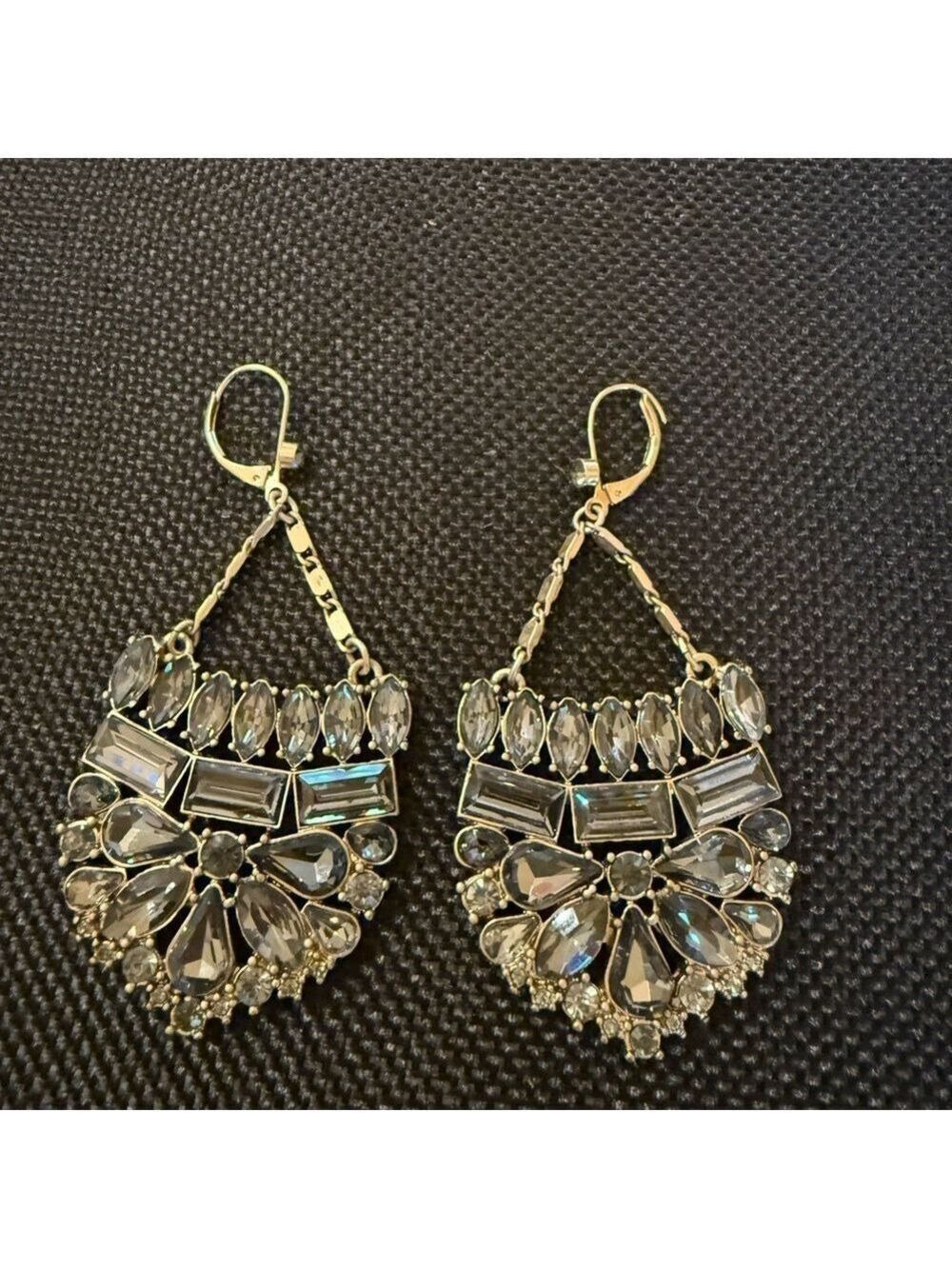 Gold-Tone Clear Crystal Chandelier Earrings — Statement Drop Earrings